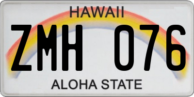 HI license plate ZMH076