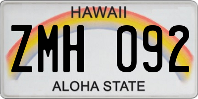 HI license plate ZMH092