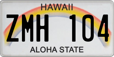 HI license plate ZMH104