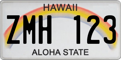 HI license plate ZMH123