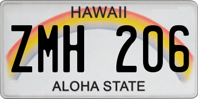 HI license plate ZMH206