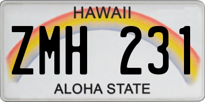 HI license plate ZMH231