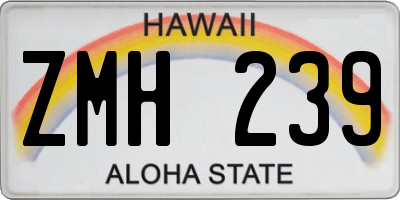 HI license plate ZMH239