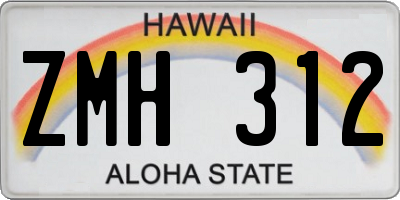 HI license plate ZMH312