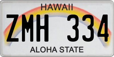 HI license plate ZMH334
