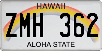 HI license plate ZMH362
