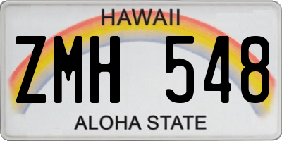 HI license plate ZMH548