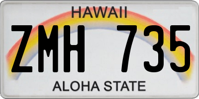 HI license plate ZMH735