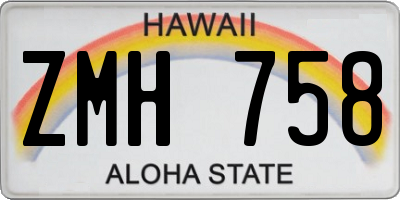 HI license plate ZMH758