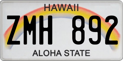 HI license plate ZMH892