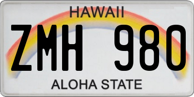 HI license plate ZMH980
