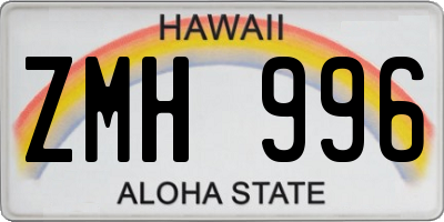HI license plate ZMH996