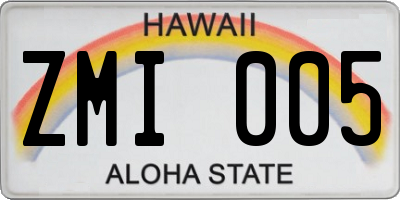 HI license plate ZMI005