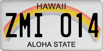HI license plate ZMI014