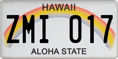 HI license plate ZMI017