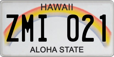 HI license plate ZMI021