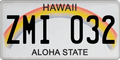 HI license plate ZMI032
