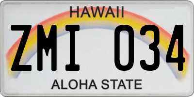 HI license plate ZMI034