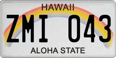 HI license plate ZMI043