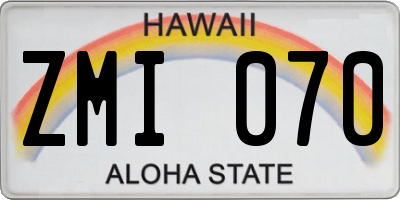 HI license plate ZMI070
