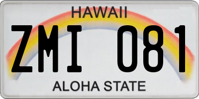 HI license plate ZMI081