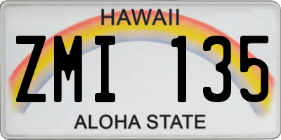 HI license plate ZMI135