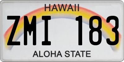 HI license plate ZMI183