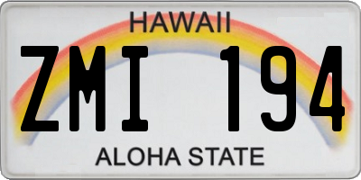 HI license plate ZMI194