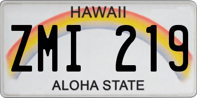 HI license plate ZMI219
