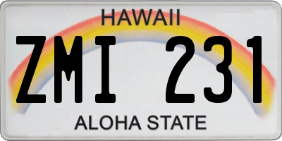 HI license plate ZMI231