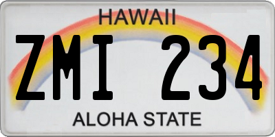 HI license plate ZMI234