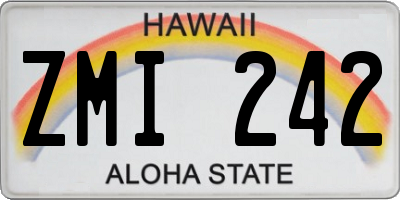HI license plate ZMI242