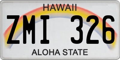 HI license plate ZMI326