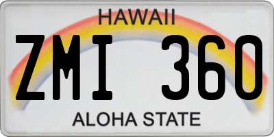 HI license plate ZMI360