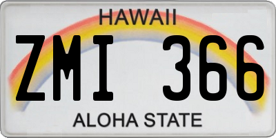 HI license plate ZMI366