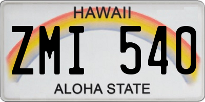 HI license plate ZMI540