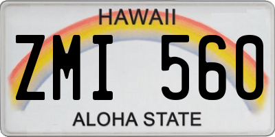 HI license plate ZMI560