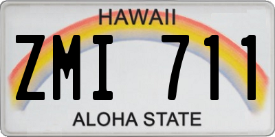 HI license plate ZMI711