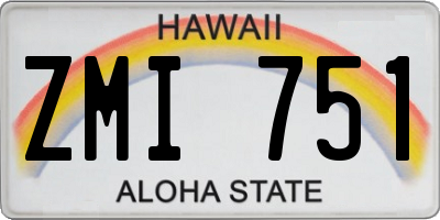 HI license plate ZMI751