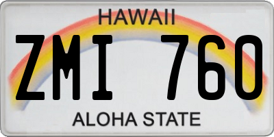HI license plate ZMI760