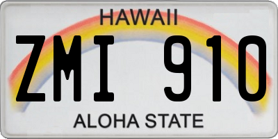 HI license plate ZMI910