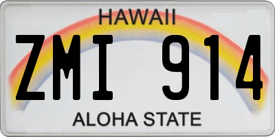 HI license plate ZMI914