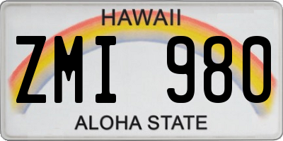 HI license plate ZMI980