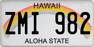 HI license plate ZMI982