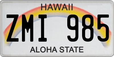 HI license plate ZMI985