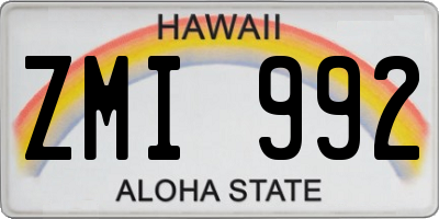 HI license plate ZMI992