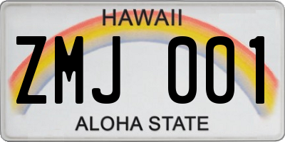 HI license plate ZMJ001