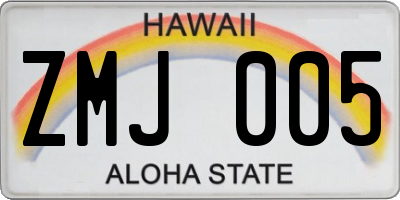 HI license plate ZMJ005