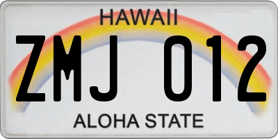 HI license plate ZMJ012