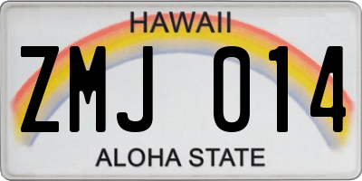 HI license plate ZMJ014